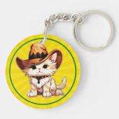 ウエスタンハットの猫のクリップアート-85247 キーホルダー (裏面)