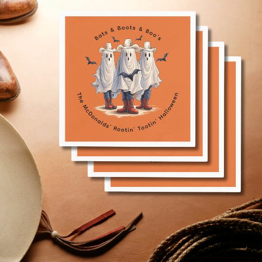 ウエスタンハロウィンおもしろい幽霊カウボーイカスタムズ スタンダードカクテルナプキン