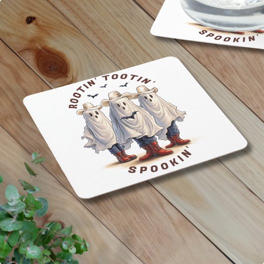 ウエスタンハロウィン不気味カウボーイ幽霊カスタム スクエアペーパーコースター