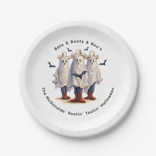 ウエスタンハロウィン不気味カウボーイ幽霊カスタム ペーパープレート (正面)