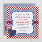 ウエスタンハートとチェック結婚式招待状 招待状 (正面/裏面)