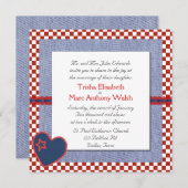 ウエスタンハートとチェック結婚式招待状 招待状 (正面/裏面)