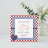 ウエスタンハートとチェック結婚式招待状 招待状 (スタンド正面)