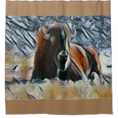 ウエスタンバッファローデザインホームデコールバスルーム シャワーカーテン (正面)