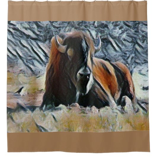 ウエスタンバッファローデザインホームデコールバスルーム シャワーカーテン (正面)