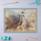 ウエスタンバレルレーシング女性のカーボーイティッシュペーパー 薄葉紙 (クラフト)