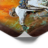 ウエスタンバレルレーシング女性のカーボーイデクページプリント ポスター (角)