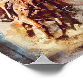 ウエスタンバレルレーシング女性のカーボーイデコページ ポスター (角)