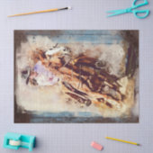 ウエスタンバレルレーシング女性のカーボーイデコページ 薄葉紙 (クラフト)