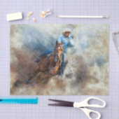 ウエスタンバレルレーシング女性のカーボーイ 薄葉紙 (クラフト)