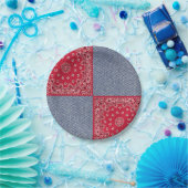 ウエスタンバンダナアンドブルージャンプリント ペーパープレート (パーティー)