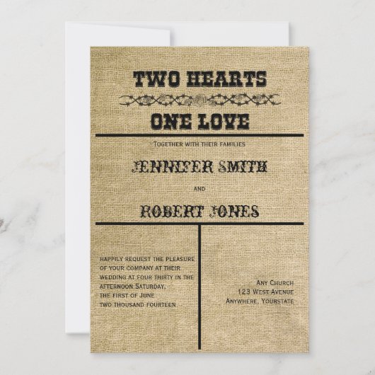 ウエスタンバーラップ結婚式招待状 招待状 (正面)