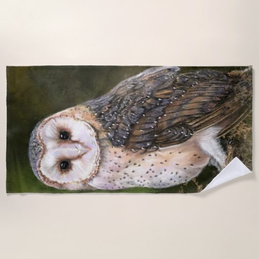 ウエスタンバーンフクロウビーチタ絵画オルズ ビーチタオル (正面)