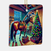 ウエスタンバーンラクーン飾のクリスマスツリー セラミックオーナメント (右)