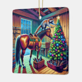 ウエスタンバーンラクーン飾のクリスマスツリー セラミックオーナメント (左)