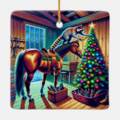 ウエスタンバーンラクーン飾のクリスマスツリー セラミックオーナメント (裏面)