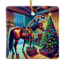 ウエスタンバーンラクーン飾のクリスマスツリー