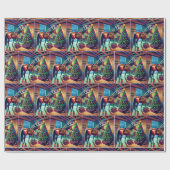 ウエスタンバーンラクーン飾のクリスマスツリー ラッピングペーパー (フラット)