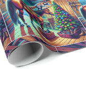 ウエスタンバーンラクーン飾のクリスマスツリー ラッピングペーパー (ロールコーナー)