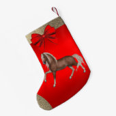 ウエスタンパロミノホースプリントオンレッド スモールクリスマスストッキング (裏面 (吊り時))