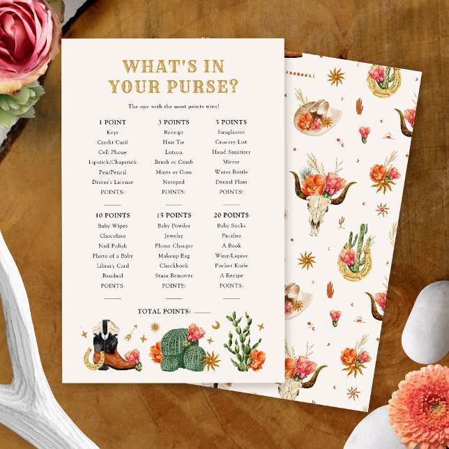 ウエスタンパースゲーム (Western Theme What's in Your Purse Game Card by Painted Paperie
)