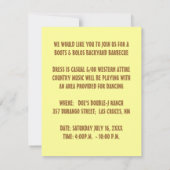 ウエスタンパーティの招待状SWサンセットサグアロカクタス 招待状 (裏面)