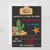 ウエスタンパーティー誕生日女性のカーボーイサボテン 招待状 (正面)