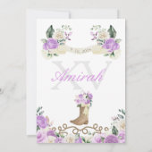 ウエスタンパープルチャロ女性のカーボーイキンセアニラ 招待状 (裏面)