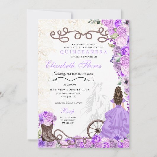 ウエスタンパープルプリンセスフローラチャラキンセアニラ 招待状 (正面)