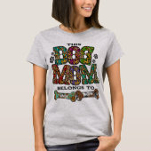 ウエスタンヒョウのパッチパターンドッグママ骨ペット Tシャツ (正面)