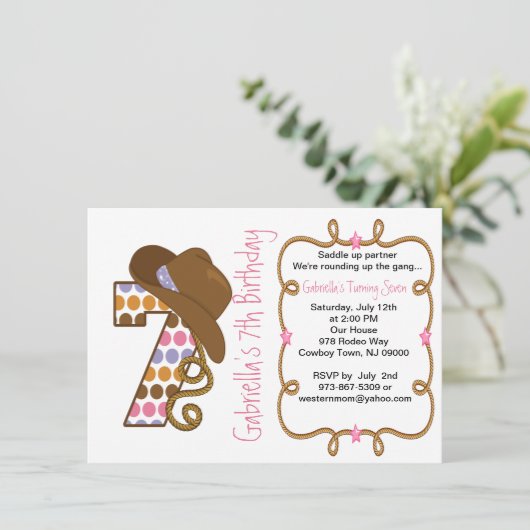 ウエスタンビッグセブンガール誕生日招待状 招待状 (スタンド正面)