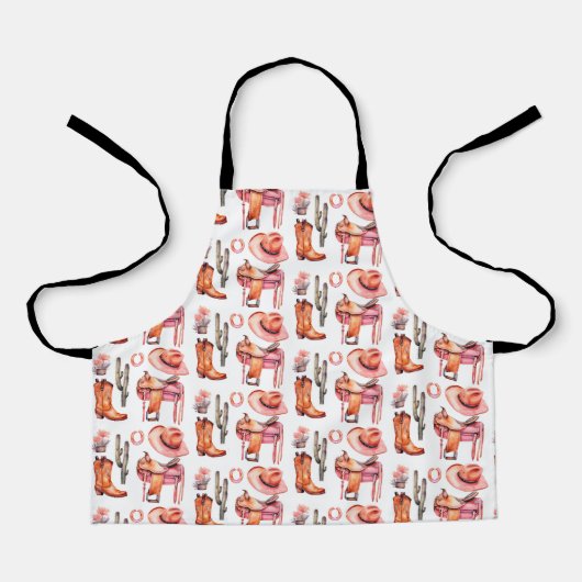 ウエスタンピンクオレンジ女性のカーボーイ エプロン (正面)