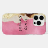 ウエスタンピンククリームゴールドカウガールカウハイド Case-Mate iPhoneケース (裏面 (横))