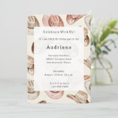 ウエスタンピンククリーム女性のカーボーイハッツ誕生日 招待状 (スタンド正面)