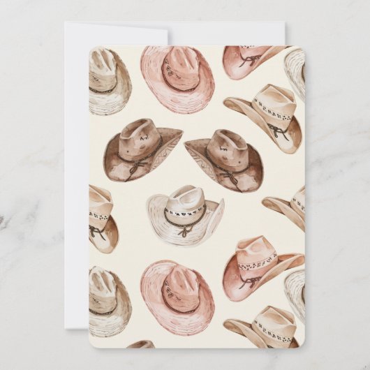 ウエスタンピンククリーム女性のカーボーイハッツ誕生日 招待状 (裏面)