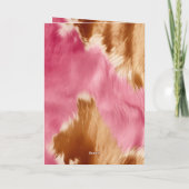 ウエスタンピンククリーム金ゴールドブラウン女性のカーボーイ牛革 カード (裏面)