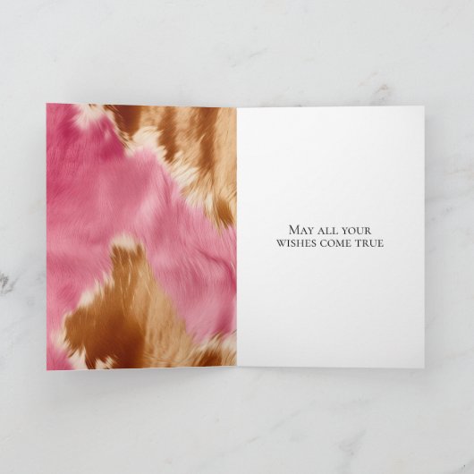 ウエスタンピンククリーム金ゴールドブラウン女性のカーボーイ牛革 カード (内部)