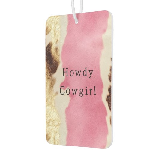 ウエスタンピンククリーム金ゴールド女性のカーボーイ牛革 カーエアーフレッシュナー (左)