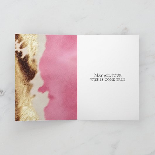 ウエスタンピンククリーム金ゴールド女性のカーボーイ牛革 カード (内部)