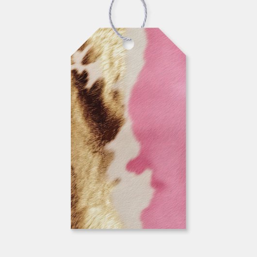 ウエスタンピンククリーム金ゴールド女性のカーボーイ牛革 ギフトタグ (裏面)