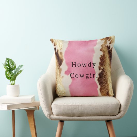 ウエスタンピンククリーム金ゴールド女性のカーボーイ牛革 クッション (椅子)