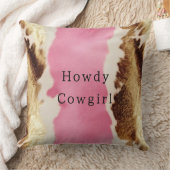 ウエスタンピンククリーム金ゴールド女性のカーボーイ牛革 クッション (ブランケット)