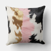 ウエスタンピンククリーム金ゴールド女性のカーボーイ牛革 クッション (裏面)