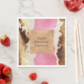 ウエスタンピンククリーム金ゴールド女性のカーボーイ牛革 スタンダードランチョンナプキン (インサイチュ)