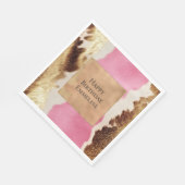 ウエスタンピンククリーム金ゴールド女性のカーボーイ牛革 スタンダードランチョンナプキン (角)