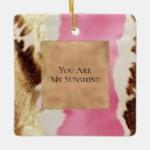 ウエスタンピンククリーム金ゴールド女性のカーボーイ牛革 セラミックオーナメント (正面)