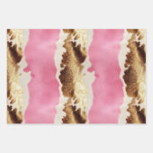 ウエスタンピンククリーム金ゴールド女性のカーボーイ牛革 ラッピングペーパーシート (正面)