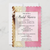 ウエスタンピンククリーム金ゴールド女性のカーボーイ牛革 招待状 (正面)