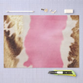 ウエスタンピンククリーム金ゴールド女性のカーボーイ牛革 薄葉紙 (クラフト)