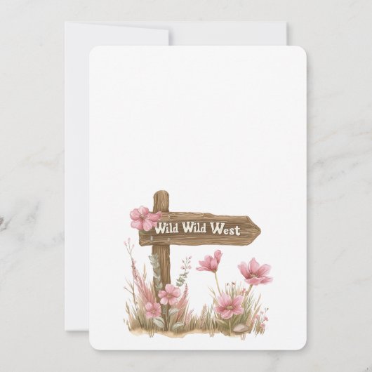ウエスタンピンクフローラワイルドウエストホース誕生日 招待状 (裏面)